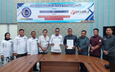 Universitas Labuhanbatu Jalin MoU dan MoA Dengan BAWASLU Kabupaten Labuhanbatu Utara 2025