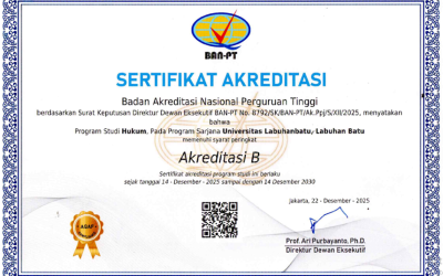 Program Studi Hukum Pada Program Sarjana Universitas Labuhanbatu Raih Akreditasi “B” Tahun 2025